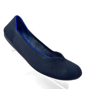 Rothys Flats Size 8 Black Knit Ballet Round Toe Travel Women's Comfort Shoe